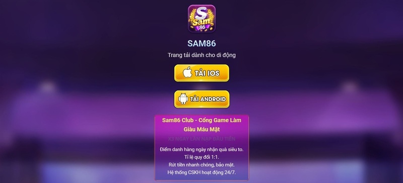 Link chính thức truy cập cổng trò chơi đổi thưởng Sam86